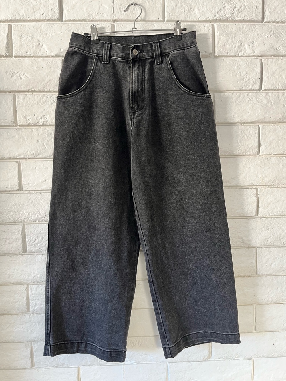 John Galt Wide Leg Baggy Jeans Washed Black Slouchy Pants Cotton Size 27 - Picture 2 of 7